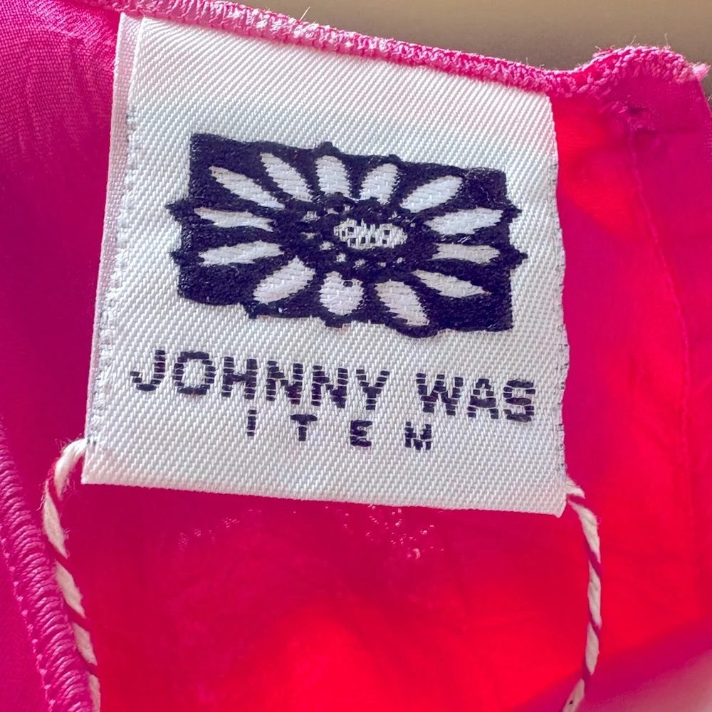 Johnny Was Pink Silk Sleeveless Blouse Two Teired Size Small